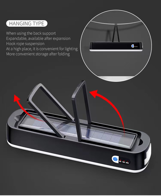 تخصيص المحمولة الجديدة بيع متعددة الوظائف القابلة لإعادة الشحن لوحة للطاقة الشمسية أضواء الطوارئ LED الشمسية 